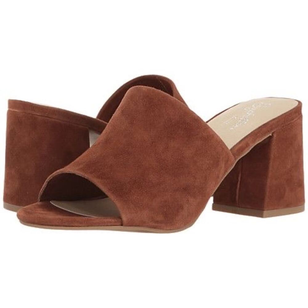 Seychelles Commute Brown Suede Peeptoe Heeled Mules Size 8